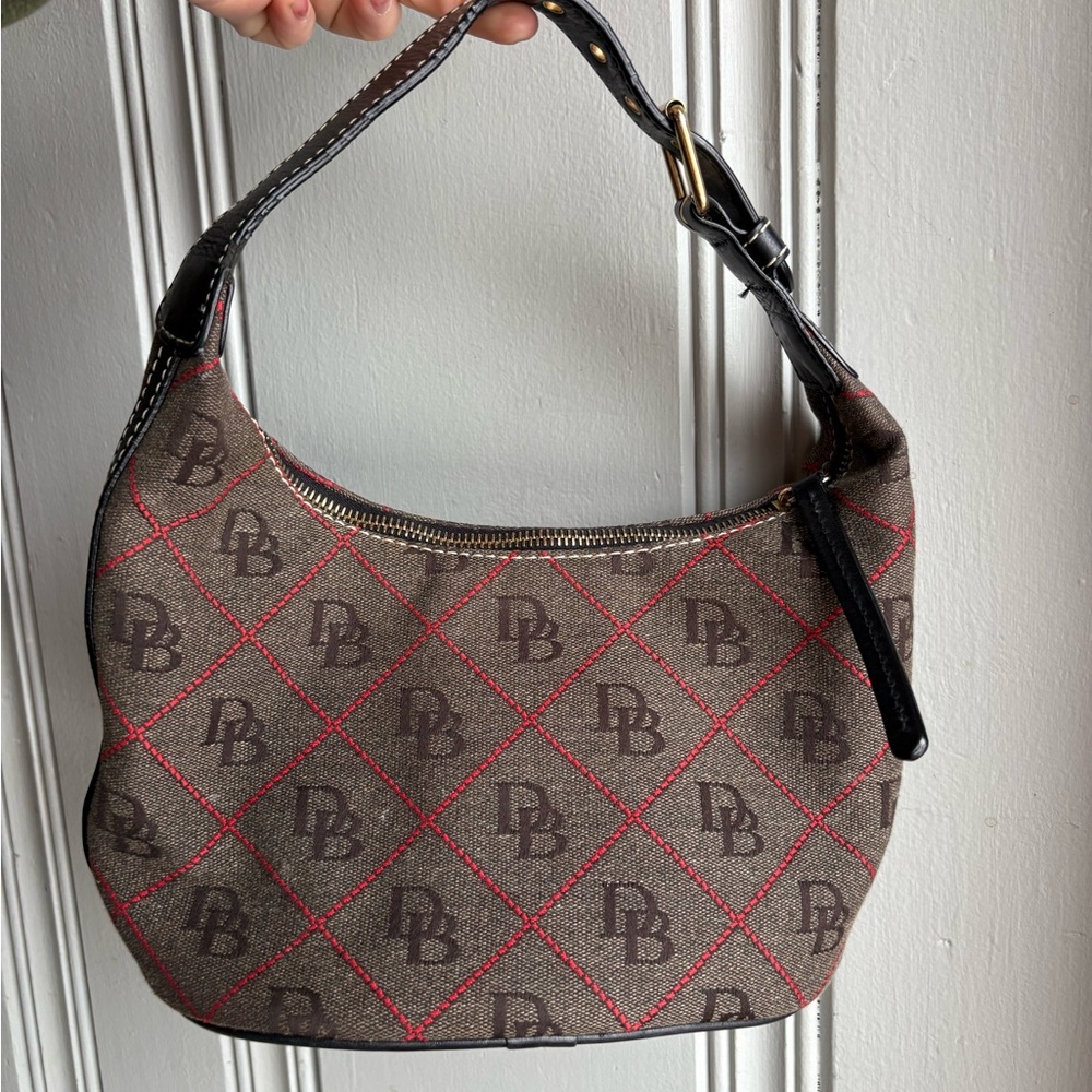 Dooney & Bourke Designer Brown Black and Red Monogram Shoulder Women's Bag